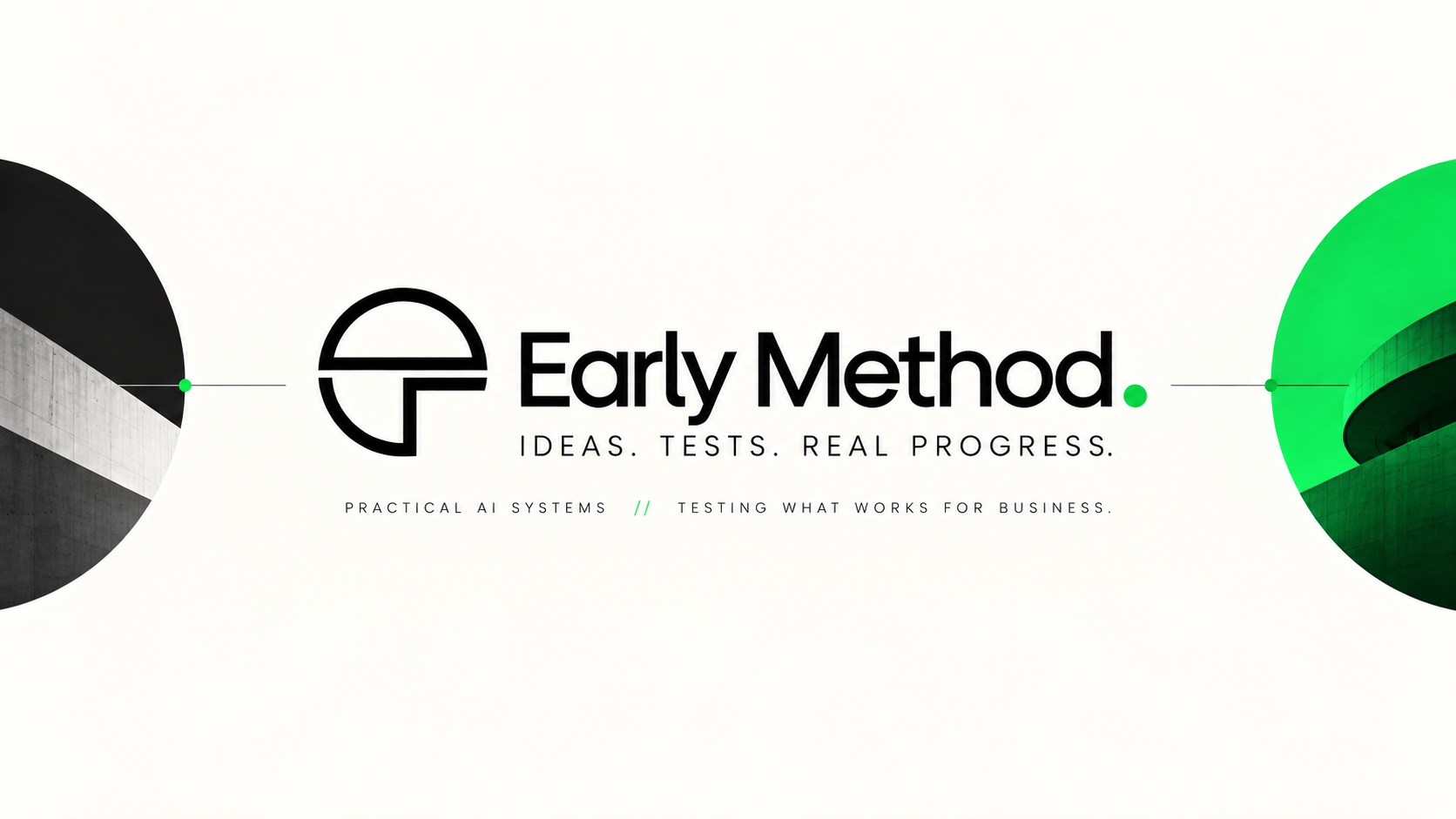 Early Method brand study featuring the horizon mark and green architectural form